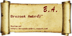 Brozsek Ambró névjegykártya